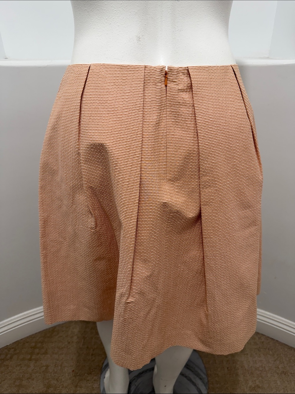 Worth New York Skirt 14 NWT $198 Curry Stripe Pleated Fit Flare Cotton - Picture 3 of 9